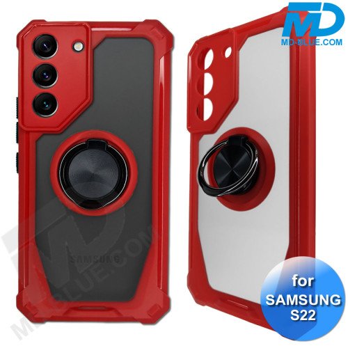 Samsung S22 Telefoonhoesje - Back Cover - Antishock - Rood Transparant Samsung S22 Telefoonhoesje - Back Cover - Antishock - Rood Transparant