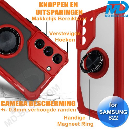 Samsung S22 Telefoonhoesje - Back Cover - Antishock - Rood Transparant Samsung S22 Telefoonhoesje - Back Cover - Antishock - Rood Transparant