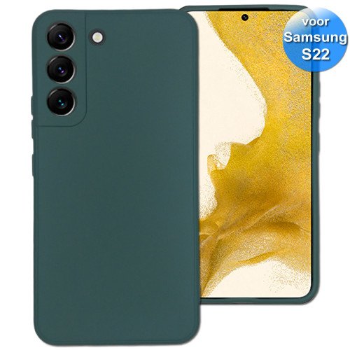 Samsung S22 - Telefoonhoesje - Achterkantje - Silliconen - Leger Groen