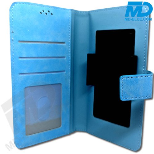 Universeel Book Hoesje Licht Blauw met Klem Houder - 6.5 inch