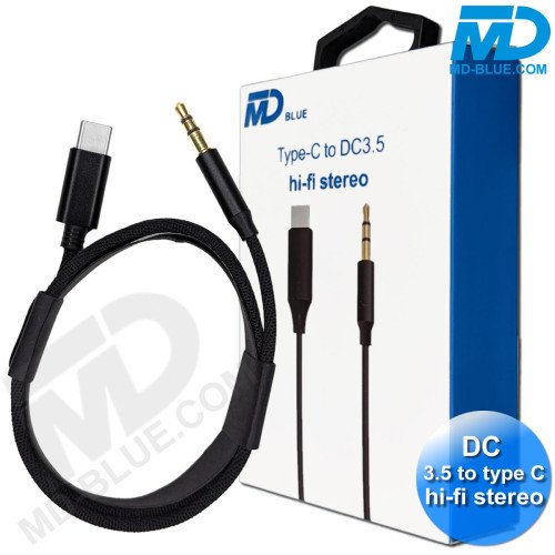 MDblue - Jack Kabel 3.5 mm - AUX Kabel - DC 3.5 to Type C - Universeel - Zwart