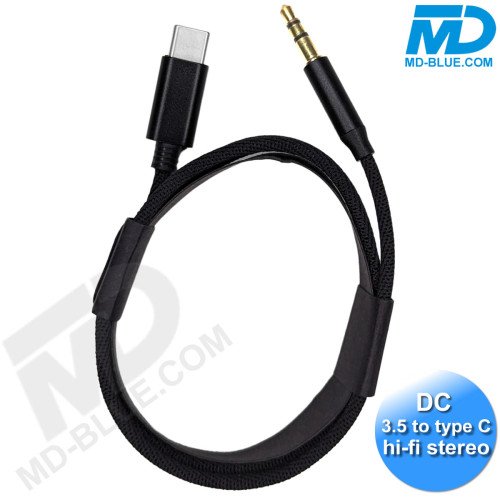 MDblue - Jack Kabel 3.5 mm - AUX Kabel - DC 3.5 to Type C - Universeel - Zwart