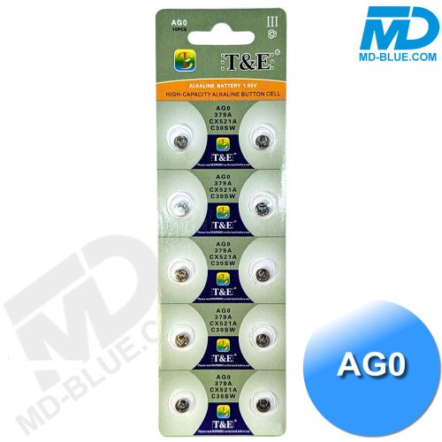 Knoopcel Batterijen AG0 Alkaline 10 stuks / 379A / CX521A / C30SW / 1.55V Knoopcel Batterijen AG0 Alkaline 10 stuks / 379A / CX521A / C30SW / 1.55V