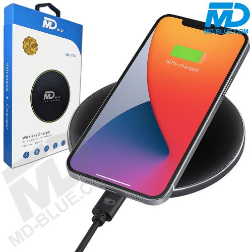 MDblue Draadloze Oplader 10W – Qi Snellader met USB-C & 80cm Kabel