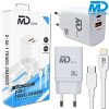 MDblue - Oplader - 1x USB-A - 1x USB-C - 20 Watt - plus Kabel  USB-C > Lightning 1 meter