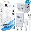 MDblue - Oplader - 20 Watt - 1x USB-A - 1x USB-C - plus Kabel  USB-C >USB-C 1 meter