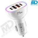 MDblue 75W High Speed Autolader – 2x USB-C & 2x USB-A - Wit