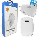 MDblue oplader USB C - Oplader - Adapter - 20 Watt - (Wit)