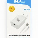 MDBlue - Oplader en Laadkabel - 1 meter - voor iPhone - USB A naar lightning - Set