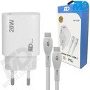 MDblue - 20 Watt USB-C Oplader plus 1 mtr USB-C naar USB-C Kabel- Wit