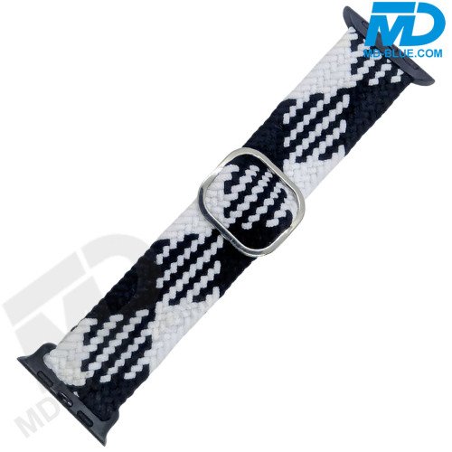 Smart Watch Bandje - voor Apple watch 38-40-41 mm - Nylon - Maat one size - Zwart / Wit Smart Watch Bandje - voor Apple watch 38-40-41 mm - Nylon - Maat one size - Zwart / Wit