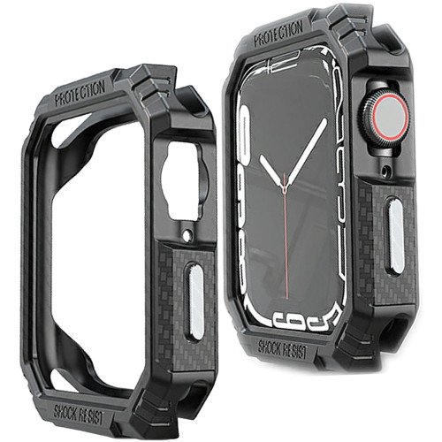 Bumper - Hoesje -  voor Apple Watch 49 mm - Zwart / Zilver