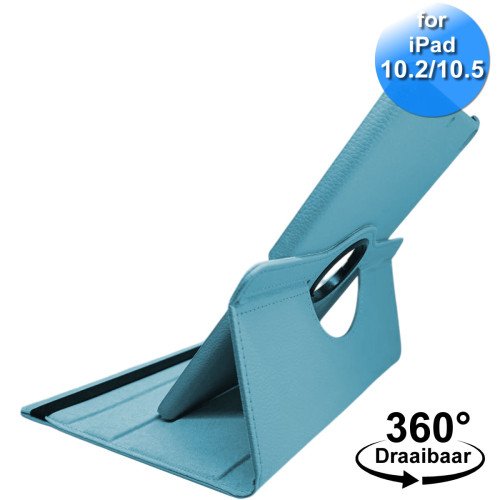 MDblue Tablethoes iPad 10.2 / 10.5 – 360° Draaibaar, Sky Blue, Schokbestendig & Standaardfunctie - Hemelsblauw