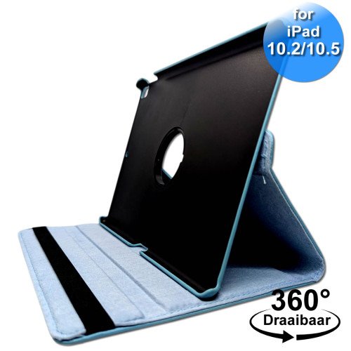 MDblue Tablethoes iPad 10.2 / 10.5 – 360° Draaibaar, Sky Blue, Schokbestendig & Standaardfunctie - Hemelsblauw