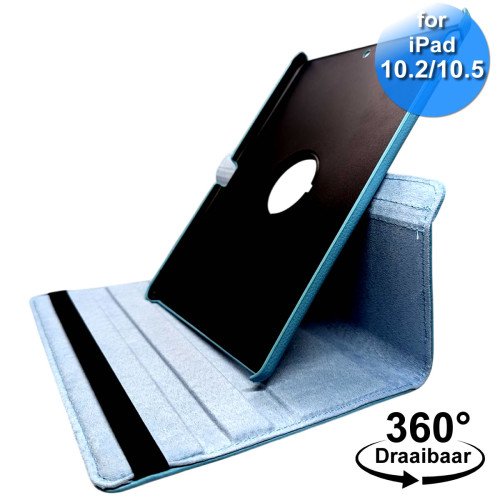 MDblue Tablethoes iPad 10.2 / 10.5 – 360° Draaibaar, Sky Blue, Schokbestendig & Standaardfunctie - Hemelsblauw