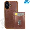 iPhone 16 Telefoonhoesje - Back Cover - Card Houder -Portemonnee - Magsafe - 2 in 1 - Bruin