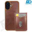 iPhone 16 Telefoonhoesje - Back Cover - Card Houder -Portemonnee - Magsafe - 2 in 1 - Bruin