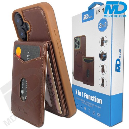 iPhone 16 Telefoonhoesje - Back Cover - Card Houder -Portemonnee - Magsafe - 2 in 1 - Bruin iPhone 16 Telefoonhoesje - Back Cover - Card Houder -Portemonnee - Magsafe - 2 in 1 - Bruin