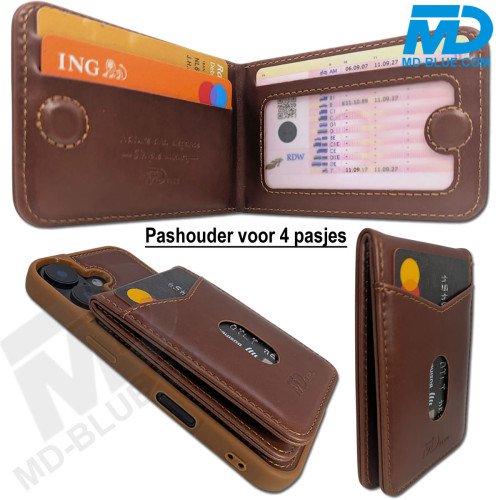 iPhone 16 Telefoonhoesje - Back Cover - Card Houder -Portemonnee - Magsafe - 2 in 1 - Bruin iPhone 16 Telefoonhoesje - Back Cover - Card Houder -Portemonnee - Magsafe - 2 in 1 - Bruin