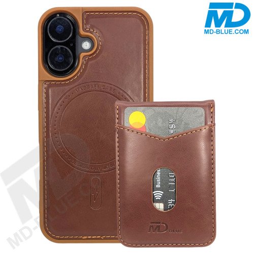 iPhone 16 Telefoonhoesje - Back Cover - Card Houder -Portemonnee - Magsafe - 2 in 1 - Bruin