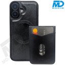 MDblue iPhone 17 Air Backcover 2 in 1 Hoesje Zwart met Afneembare MagSafe Pashouder – 4 Pasjes