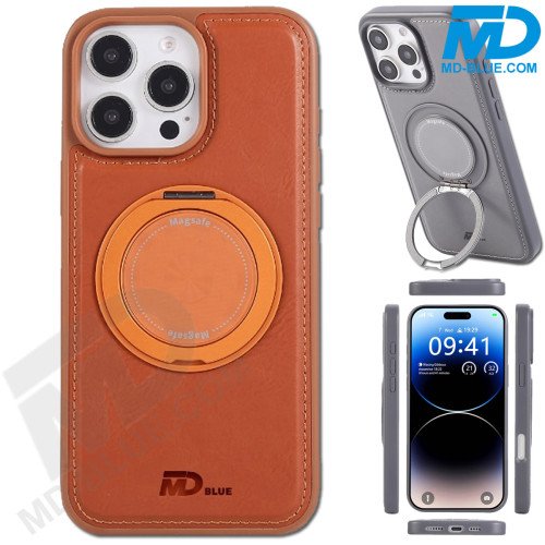 MDblue Premium Backcover Hoesje – Bruin – iPhone 17 Air – MagSafe Kickstand Ring 360°