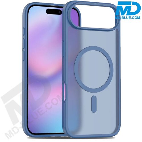 MDblue Transparant Blauwe Frosted Hoesje – iPhone 17 Air – Met MagSafe Ring