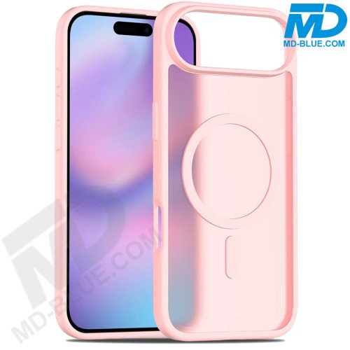 MDblue Transparant Roze Frosted Hoesje – iPhone 17 Air – Met MagSafe Ring