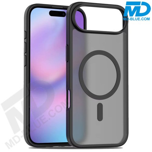 MDblue Transparant Zwart Frosted Hoesje – iPhone 17 Air – Met MagSafe Ring