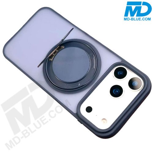 MDblue Transparant Frosted Blauw Hoesje met MagSafe Ring & Kickstand – iPhone 17