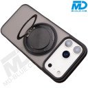 MDblue Transparant Frosted Zwart Hoesje met MagSafe Ring & Kickstand – iPhone 17 Pro Max