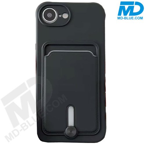 MDblue Premium Zwart Siliconen Hoesje met Kaartvak & Schuifje – iPhone 17 Air MDblue Premium Zwart Siliconen Hoesje met Kaartvak & Schuifje – iPhone 17 Air