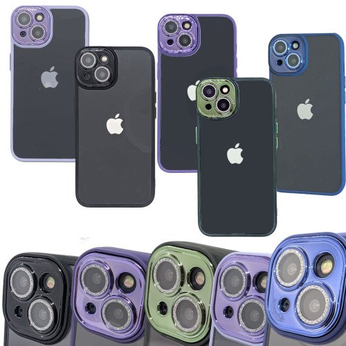 MDblue - iPhone 14 Hoesje - Siliconen - Hard Back Cover - met Lens bescherming -  Zwart