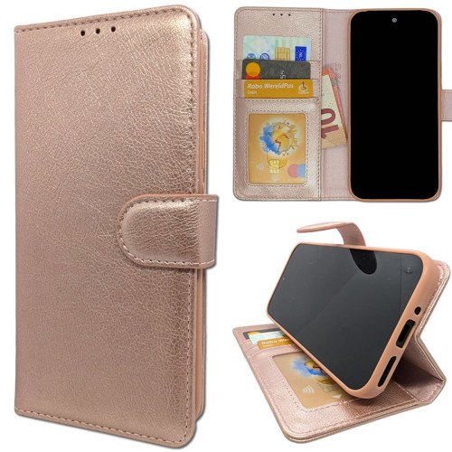 Samsung S25 Edge Book Case Telefoonhoesje - Rosé Goud