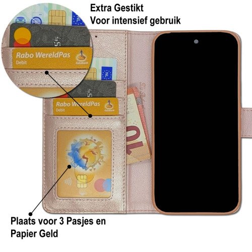 Google Pixel 9 - Telefoonhoesje - Book Case - Rosé Goud