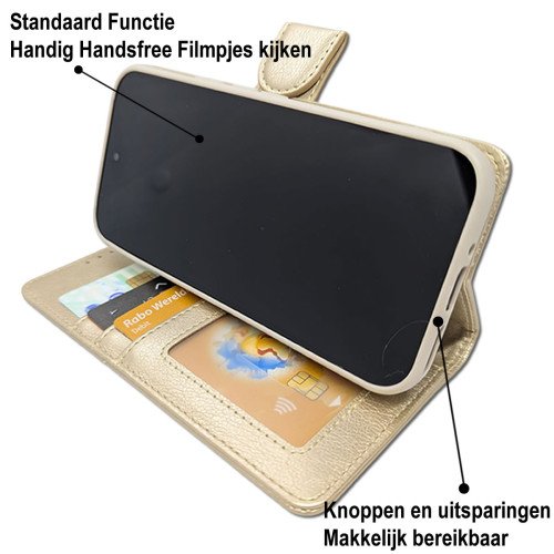 MDblue - Google Pixel 9 - Telefoonhoesje - Book Case  - Goud