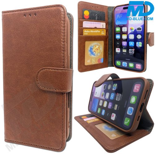 iPhone 16 Book Case Telefoonhoesje - Portemonnee  - Kaarthouder & Magneetsluiting -  Coffee