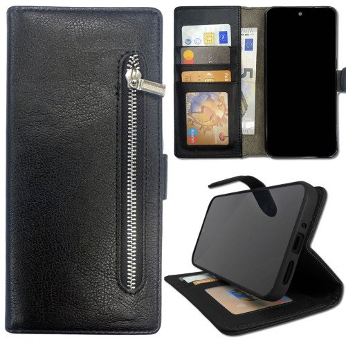 Samsung S21 Plus Telefoonhoesjes - Book Case - Zwart - met rits