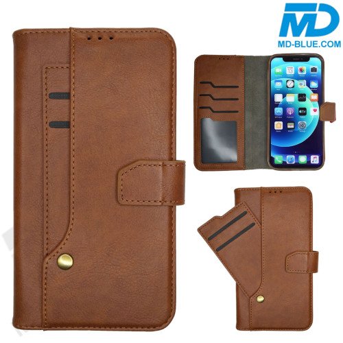 MDBlue - iPhone 15 Pro  - Telefoonhoesje - Bookcase Luxe - Coffee